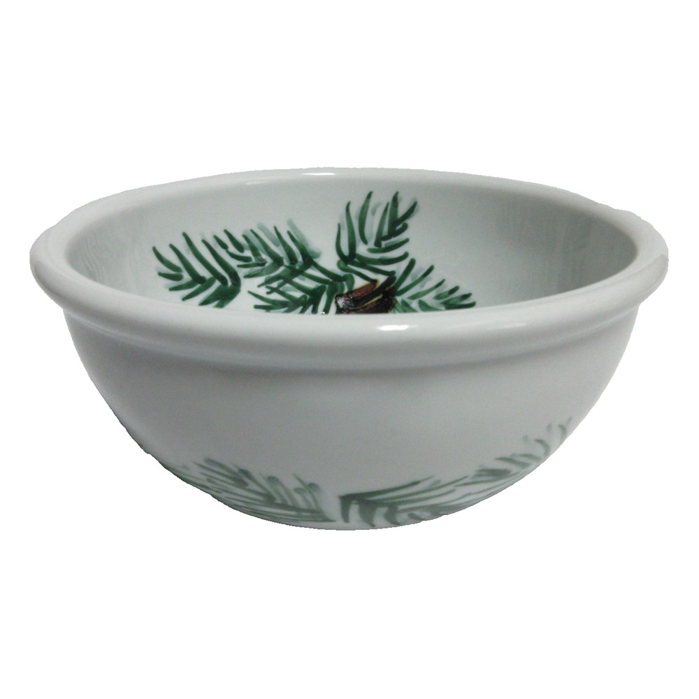 Studio Art Pottery Hand Thrown Stoneware Serving Bowl Pinecone Print Signed 8.25